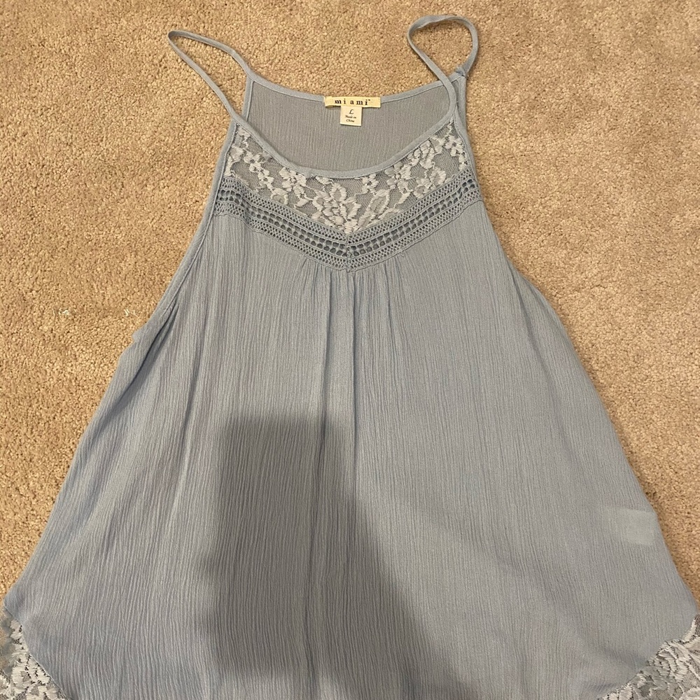 blue lace razor back tank